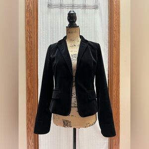 J.CREW Ecole Velvet Blazer Jacket Blue Taupe Lined Pockets Sz 6